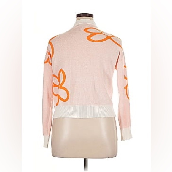 Floral Button-Up Cardigan - Orange and White - Picture 3 of 7